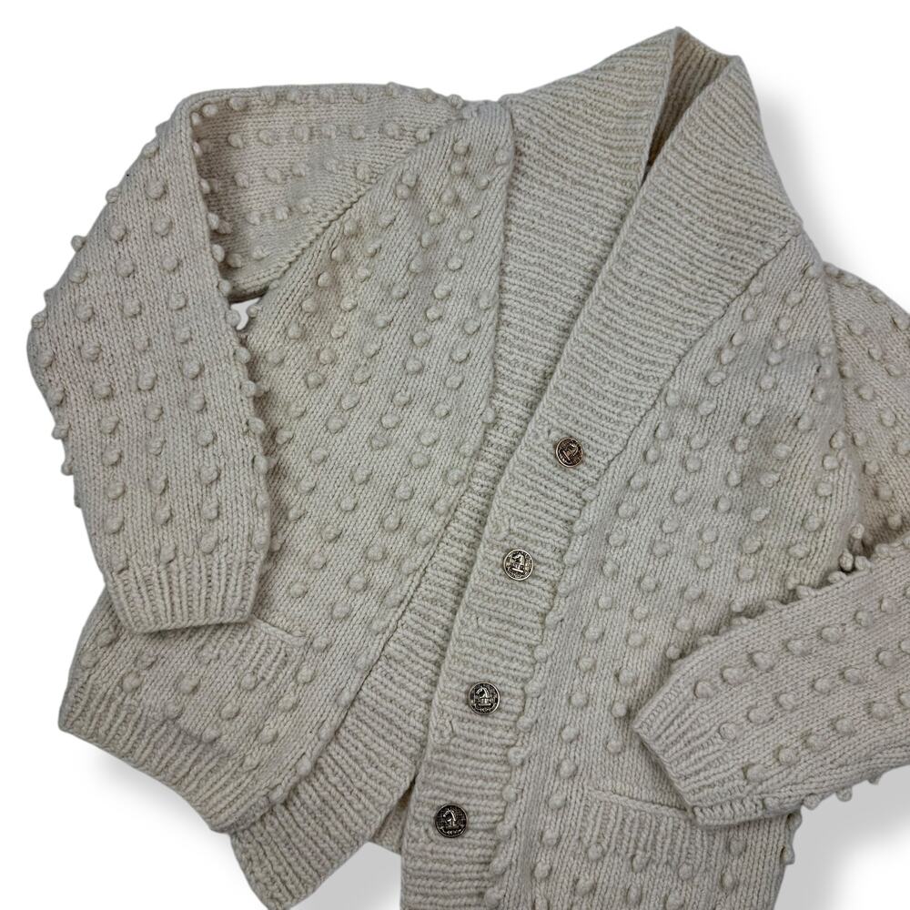 1970's cream pure natural Portuguese wool hand knit open cardigan - Picture 9 of 16